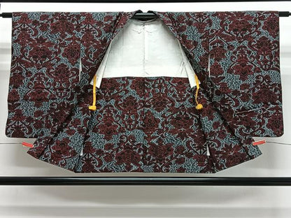 平和屋着物＃羽織　花唐草文　正絹　逸品　CABG3634ua