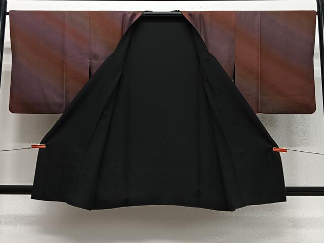 平和屋着物＃道行コート　リバーシブル　斜線文　暈し染め　正絹　逸品　CABG3638ua