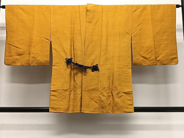 平和屋着物＃道中着　紬地　山吹色　正絹　逸品　CABG3640ua