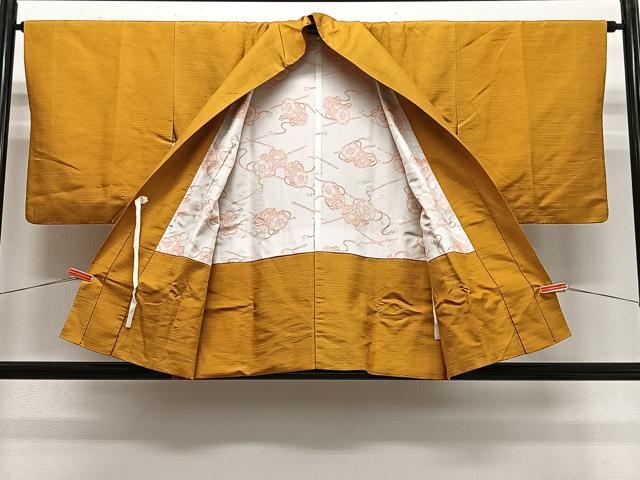 平和屋着物＃道中着　紬地　山吹色　正絹　逸品　CABG3640ua