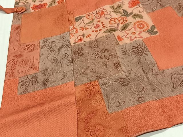 平和屋着物＃道中着　地紋起こし　花唐草文　正絹　逸品　未使用　CABG3641ua