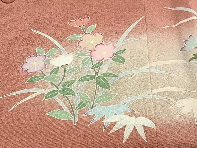 平和屋着物＃道行コート　草花文　暈し染め　正絹　逸品　未使用　CABG3647ua