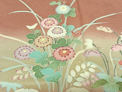 平和屋着物＃道行コート　草花文　暈し染め　正絹　逸品　未使用　CABG3647ua