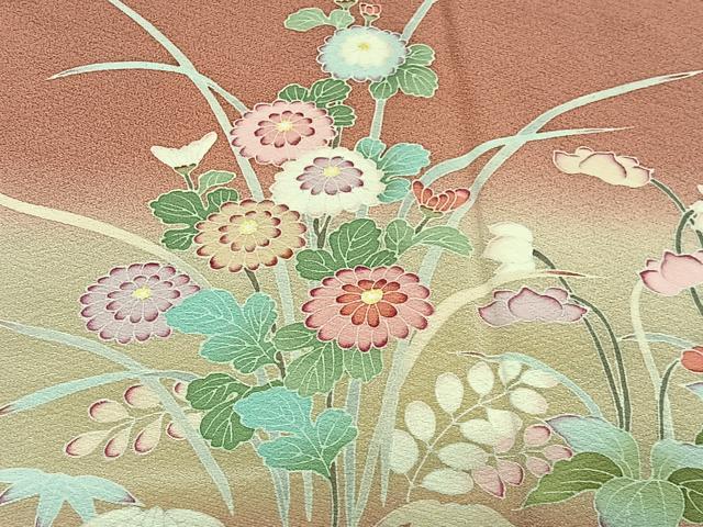 平和屋着物＃道行コート　草花文　暈し染め　正絹　逸品　未使用　CABG3647ua