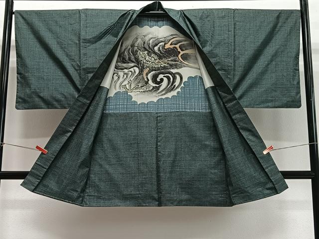 平和屋着物＃男性　長羽織　本場大島紬　100亀甲　総詰め　柊田織物謹製　証紙付き　正絹　逸品　CABG3648ua