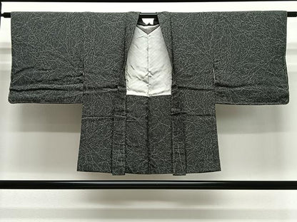 平和屋着物∞羽織　枝蕾　黒地　正絹　逸品　未使用　CABG3656ua