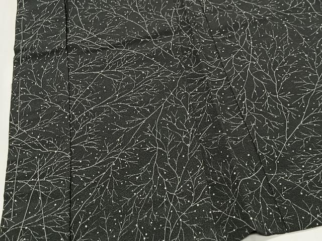 平和屋着物∞羽織　枝蕾　黒地　正絹　逸品　未使用　CABG3656ua