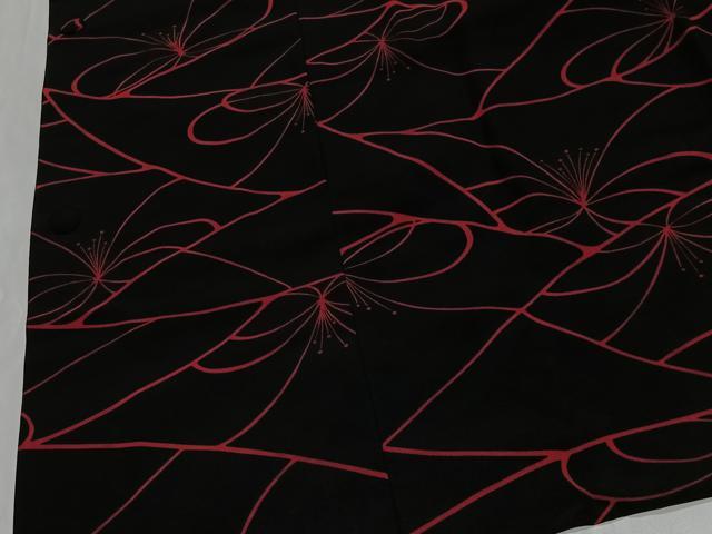 平和屋着物∞道行コート　舞花文　黒地　正絹　逸品　CABG3658ua