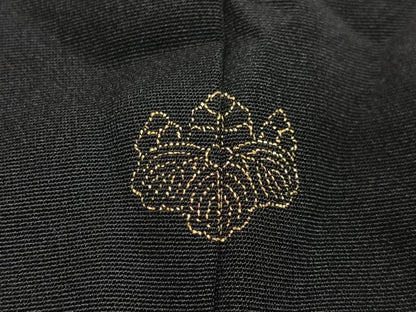 平和屋着物＃羽織　刺繍　葡萄蔦の葉文　黒地　正絹　逸品　CABG3663ua