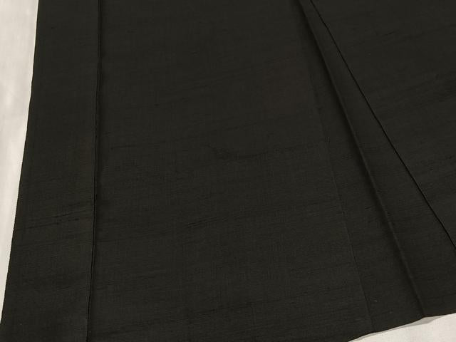 平和屋着物＃男性　長羽織　紬地　黒色　正絹　逸品　CABG3664ua