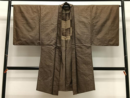 平和屋着物＃男性　男柄の最高峰　西郷柄　西郷絣　本場大島　長羽織　正絹　逸品　CABG3665ua