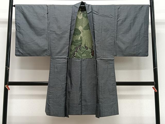 平和屋着物＃男性　長羽織　本場大島紬　幾何学文　正絹　逸品　CABG3668ua