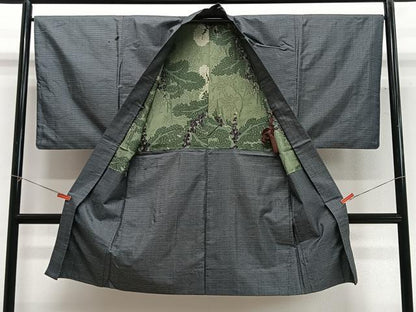 平和屋着物＃男性　長羽織　本場大島紬　幾何学文　正絹　逸品　CABG3668ua