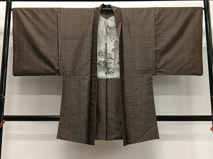 平和屋着物＃男性　長羽織　本場大島紬　80亀甲　総詰め　正絹　逸品　CABG3669ua