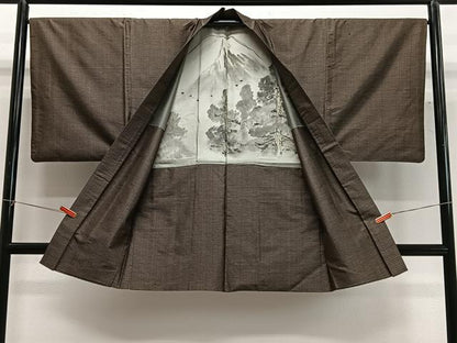 平和屋着物＃男性　長羽織　本場大島紬　80亀甲　総詰め　正絹　逸品　CABG3669ua