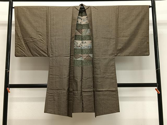 平和屋着物＃男性　長羽織　本場大島紬　絣文様　正絹　逸品　CABG3670ua