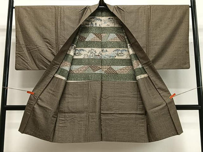 平和屋着物＃男性　長羽織　本場大島紬　絣文様　正絹　逸品　CABG3670ua