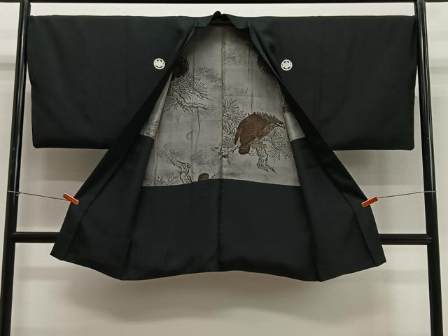 平和屋着物＃男性 長羽織 黒紋付き 正絹 逸品 CABD1545in 平和屋着物∞男性