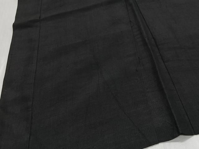 平和屋着物∞男性　長羽織　紬地　暗黒色　正絹　逸品　CABG3681ua