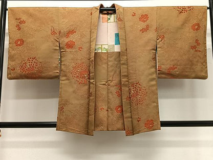 平和屋着物∞羽織　お召地　草花文　正絹　逸品　CABG3682ua