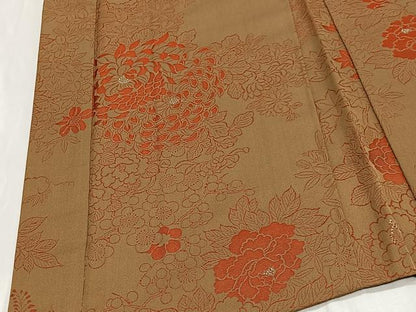 平和屋着物∞羽織　お召地　草花文　正絹　逸品　CABG3682ua