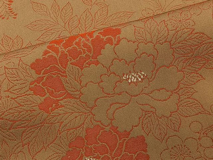 平和屋着物∞羽織　お召地　草花文　正絹　逸品　CABG3682ua