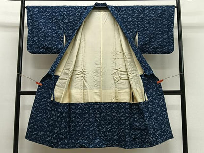 平和屋着物∞道中着　紬地　抽象文　ロング丈　正絹　逸品　CABG3689ua