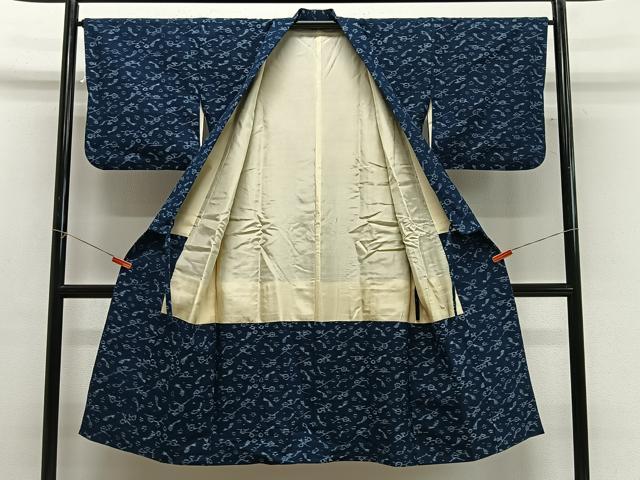 平和屋着物∞道中着　紬地　抽象文　ロング丈　正絹　逸品　CABG3689ua
