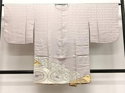 平和屋着物∞道行コート　切嵌吉祥文　金彩　ロング丈　正絹　逸品　CABG3690ua
