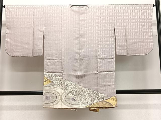 平和屋着物∞道行コート　切嵌吉祥文　金彩　ロング丈　正絹　逸品　CABG3690ua