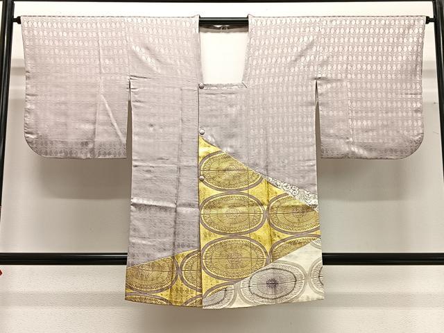 平和屋着物∞道行コート　切嵌吉祥文　金彩　ロング丈　正絹　逸品　CABG3690ua