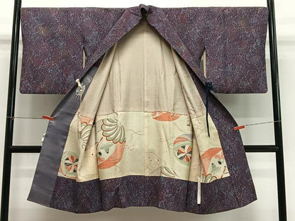 平和屋着物∞道中着　ふくれ織　霞文　暈し染め　ロング丈　正絹　逸品　CABG3692ua