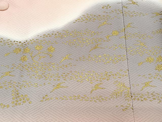 平和屋着物∞道行コート　花鳥文　暈し染め　金彩　ロング丈　正絹　逸品　未使用　CABG3694ua