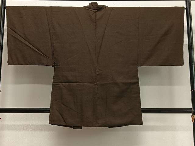 平和屋着物∞男性　羽織　紬地　憲法茶色　正絹　逸品　CABG3697ua
