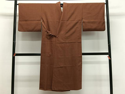 平和屋着物∞道中着　紬地　柿茶色　ロング丈　正絹　逸品　CABG3700ua