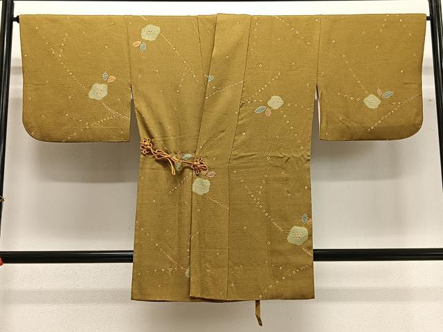 平和屋着物∞道中着　絞り　草花文　正絹　逸品　CABG3701ua