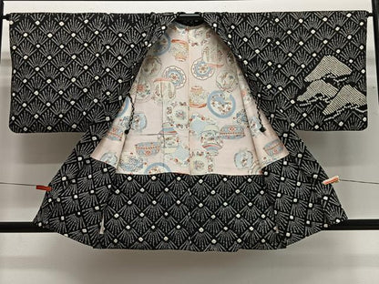 平和屋着物∞羽織　総絞り　枝松文　黒地　正絹　逸品　CABG3705ua