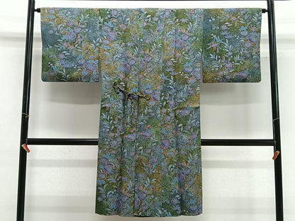 平和屋着物∞道中着　草花文　金彩　ロング丈　正絹　逸品　CABG3706ua