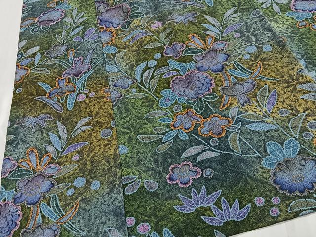 平和屋着物∞道中着　草花文　金彩　ロング丈　正絹　逸品　CABG3706ua
