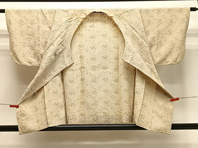 平和屋着物∞和装コート　単衣　総刺繍　花唐草文　正絹　逸品　CABG3714ua