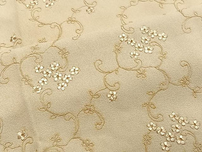 平和屋着物∞和装コート　単衣　総刺繍　花唐草文　正絹　逸品　CABG3714ua
