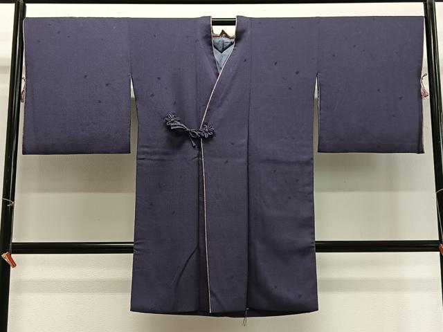 平和屋着物∞道中着　舞桜地紋　濃鼠色　正絹　逸品　CABI9559ua