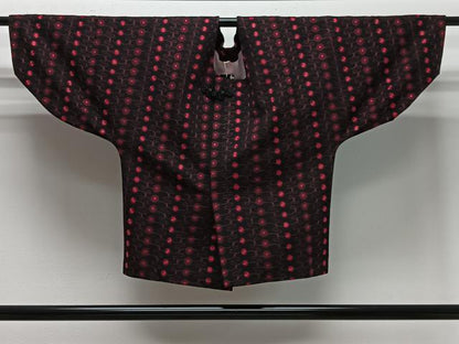 平和屋着物＃和装コート　総刺繍　花唐草文　黒地　CABG3718ua