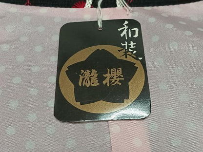 平和屋着物＃和装コート　総刺繍　花唐草文　黒地　CABG3718ua