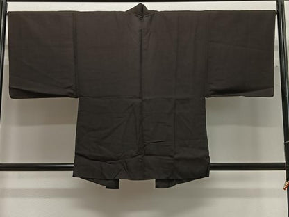 平和屋着物＃男性　羽織　紬地　赤墨色　正絹　逸品　CABG3719ua