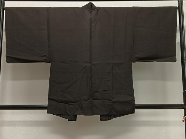 平和屋着物＃男性　羽織　紬地　赤墨色　正絹　逸品　CABG3719ua