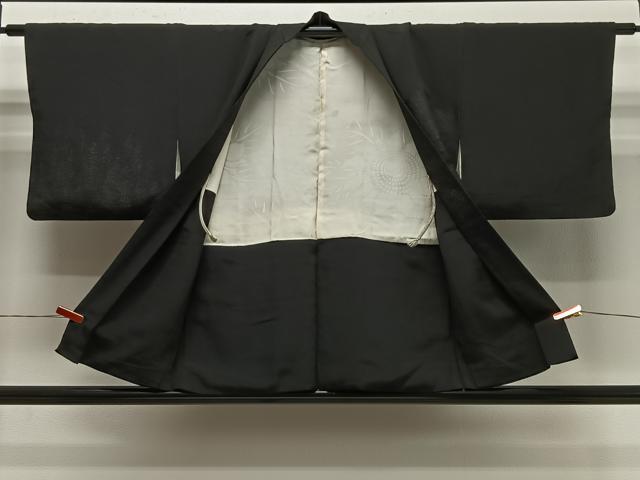 平和屋着物＃羽織　寿光織　樹林文　黒地　金銀糸　正絹　逸品　CABG3726ua