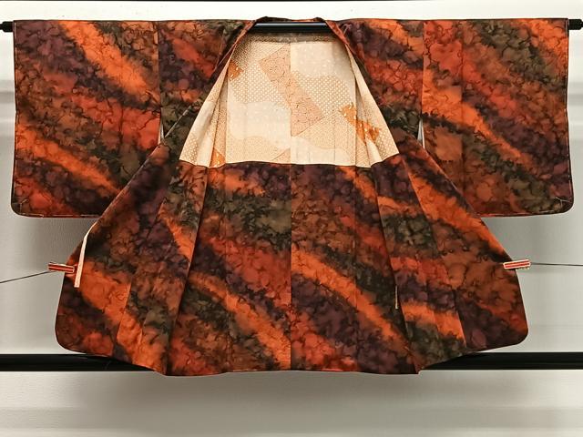 平和屋着物＃道行コート　斜線文　暈し染め　正絹　逸品　未使用　CABG3727ua