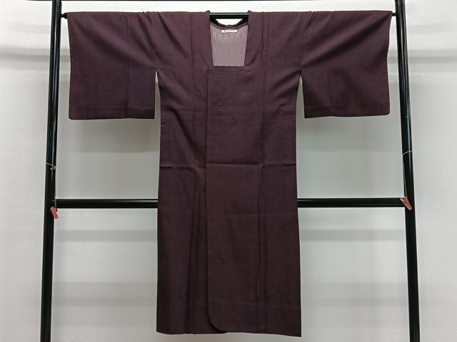 平和屋着物＃道行コート　雨コート　単衣　地紙重ね文　似せ紫色　ロング丈　三越扱い　正絹　逸品　CABG3728ua