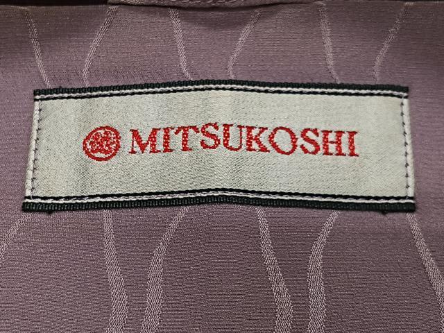 平和屋着物＃道行コート　雨コート　単衣　地紙重ね文　似せ紫色　ロング丈　三越扱い　正絹　逸品　CABG3728ua